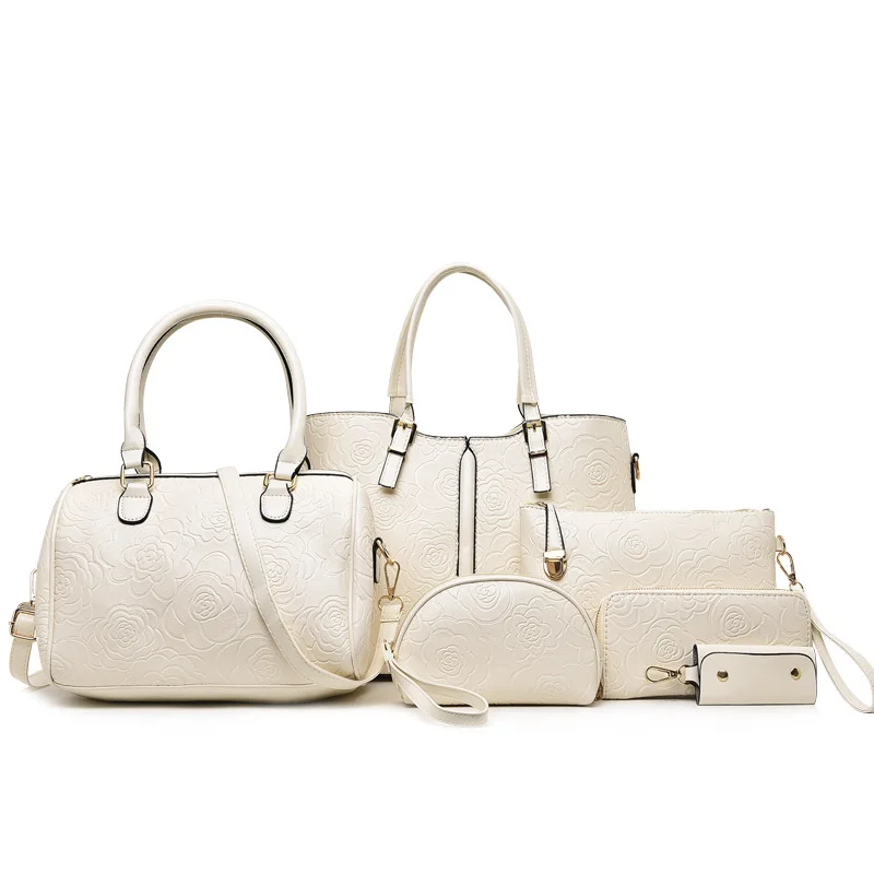 

2019 Summer New Style Printed Rose Different Size Bags Six Pieces Set Hand Shoulder Oblique Big Bag