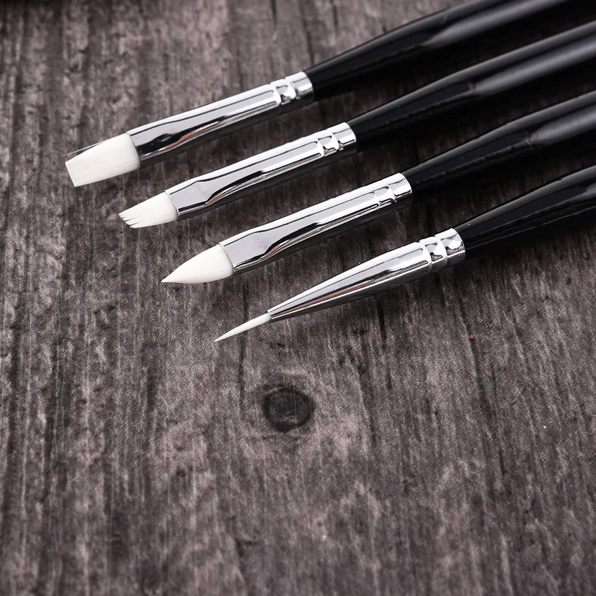 Set Manicure Pen Wholesale Black Handle round-Toe Flat Head guang liao bi Painting Flowers Bracing Wire Manicure Pen Four-piece
