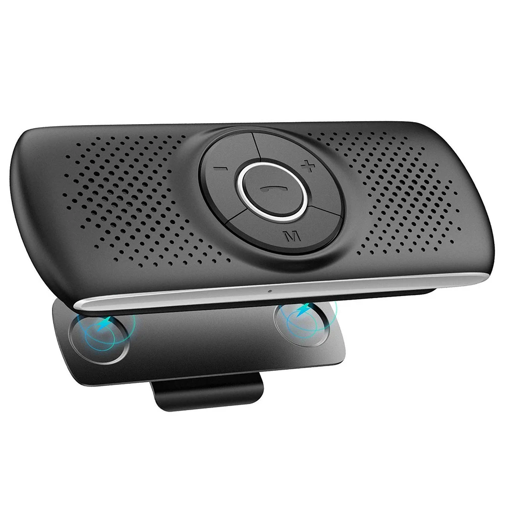 Car Speakerphone Bluetooth 4.2 Hands Free Car Kit with Visor Clip Wireless Audio Receiver Speakerphone Loud Speaker Music Player
