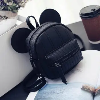 

Hot High Quality Women Backpack Designer Black Cartoon Mickey Backpacks With Fur Travel Bag Cute Backpacks For Teenage Girls