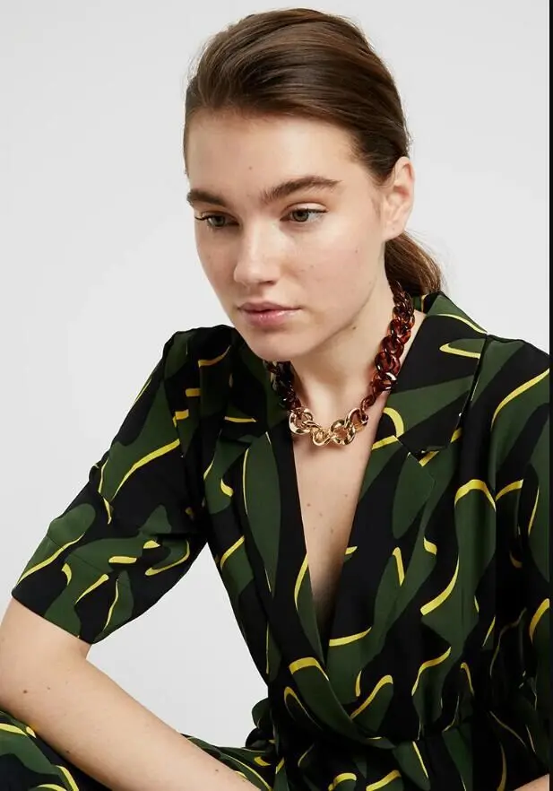 Женская Янтарная акриловая цепочка-ожерелье Женская леопардовая печать массивное ожерелье Чокер Ожерелье
