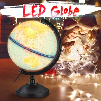 

360 Rotation World Globe Map LED Light with Stand Home Office Desk Decoration Children Kids Earth Geography Educational Toy Gift