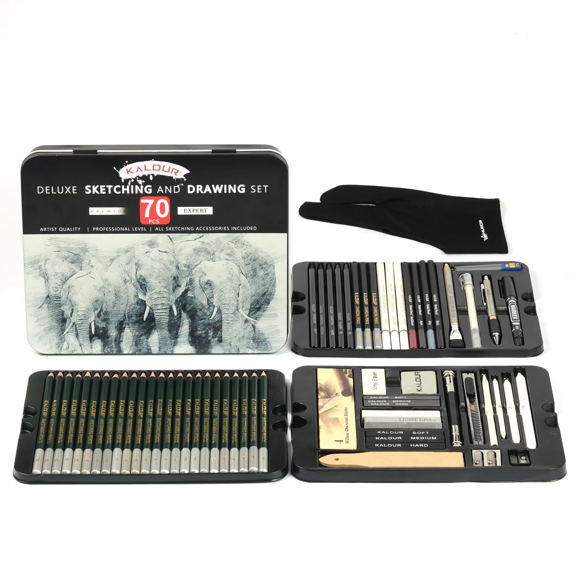 HIFORNY 70 Pcs Drawing Set Sketching Kit - Sketch Pencils Art Supplies for  Adults Artists Kids with 3-Color Sketchbook,Graphite,Pastel,Charcoal