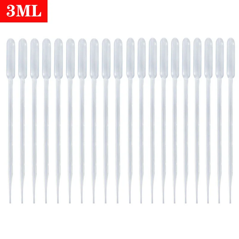 

3ML Office Textbook Laboratory Pipette Plastic Transparent Disposable Safety Dropper Lengthened Straw 20pcs