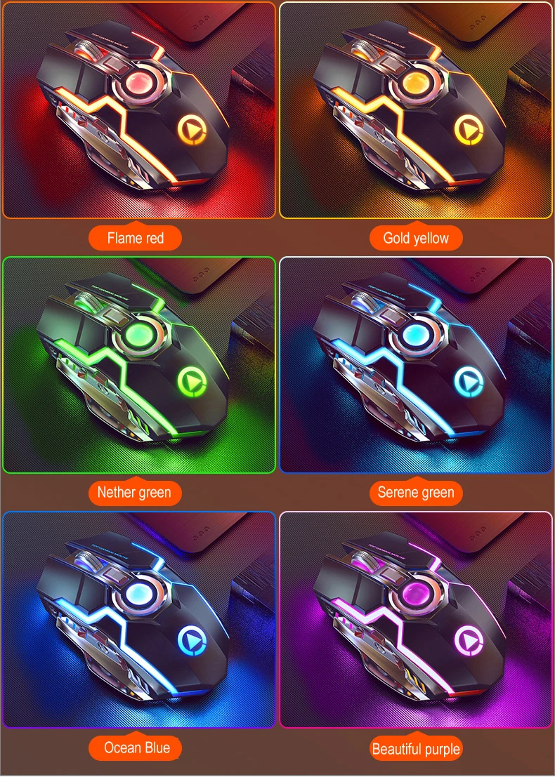 А5 игровая мышь 2,4 ГГц Беспроводная USB профессиональная Esports RGB подсветка Slient Bluetooth мышь 1600 dpi 7 кнопок для ПК ноутбука