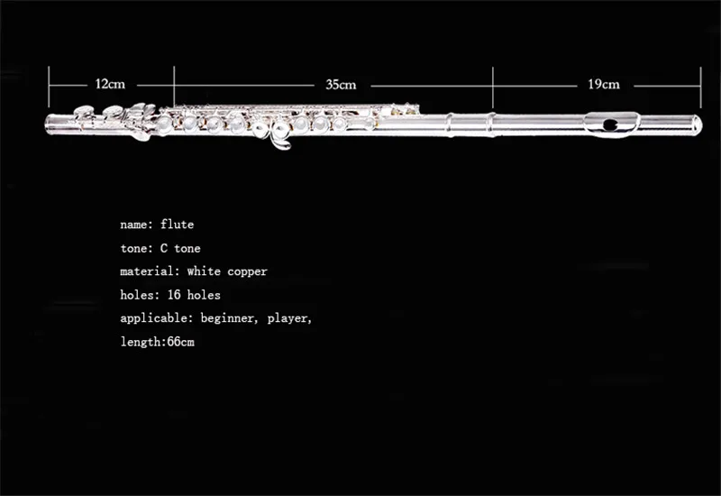 Nickel plating 16 holes flute musical instrument silver plated Professional E key C tone flute open and close hole