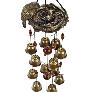 

New On Sale Hanging Decor Birds Nest Wind Chime Bird Bells Chimes With 12 Wind Bells For Garden Backyard Indoor Outdoor Decors