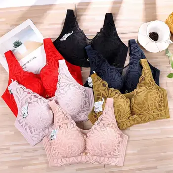 

2020 new rimless thin cup lace-edge underwear, arbitrary cut gather breathable bra, rear four-row buckle bra