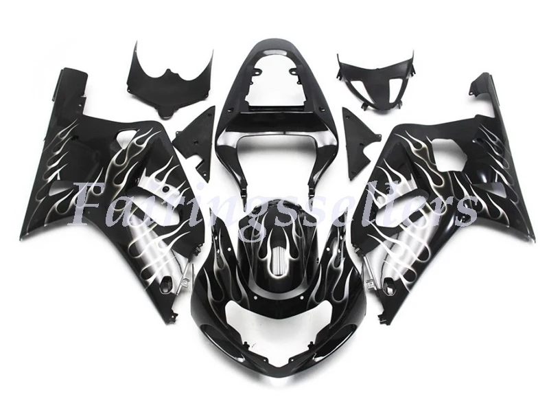 ABS Пластик обтекатели комплект подходит для Suzuki GSXR600 GSXR750 GSXR 600 750 01 02 03 2001 2002 2003 ярко-черный - Цвет: black