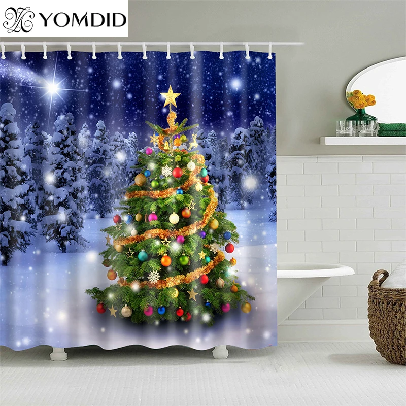 YOMDID Noel Рождественские украшения Рождественская Шторка для ванной с рисунком