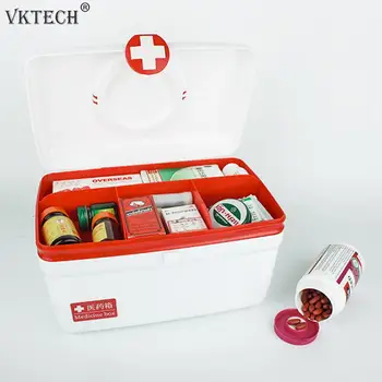 

Portable 2 Layer First Aid Box Emergency Survival Kit Medical Box Medical Drug Organizer for Home Travel Outdoor Health Care