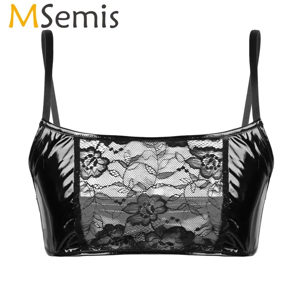 MSemis мужской укороченный топ сексуальный хит гей кожа прозрачная кружевное