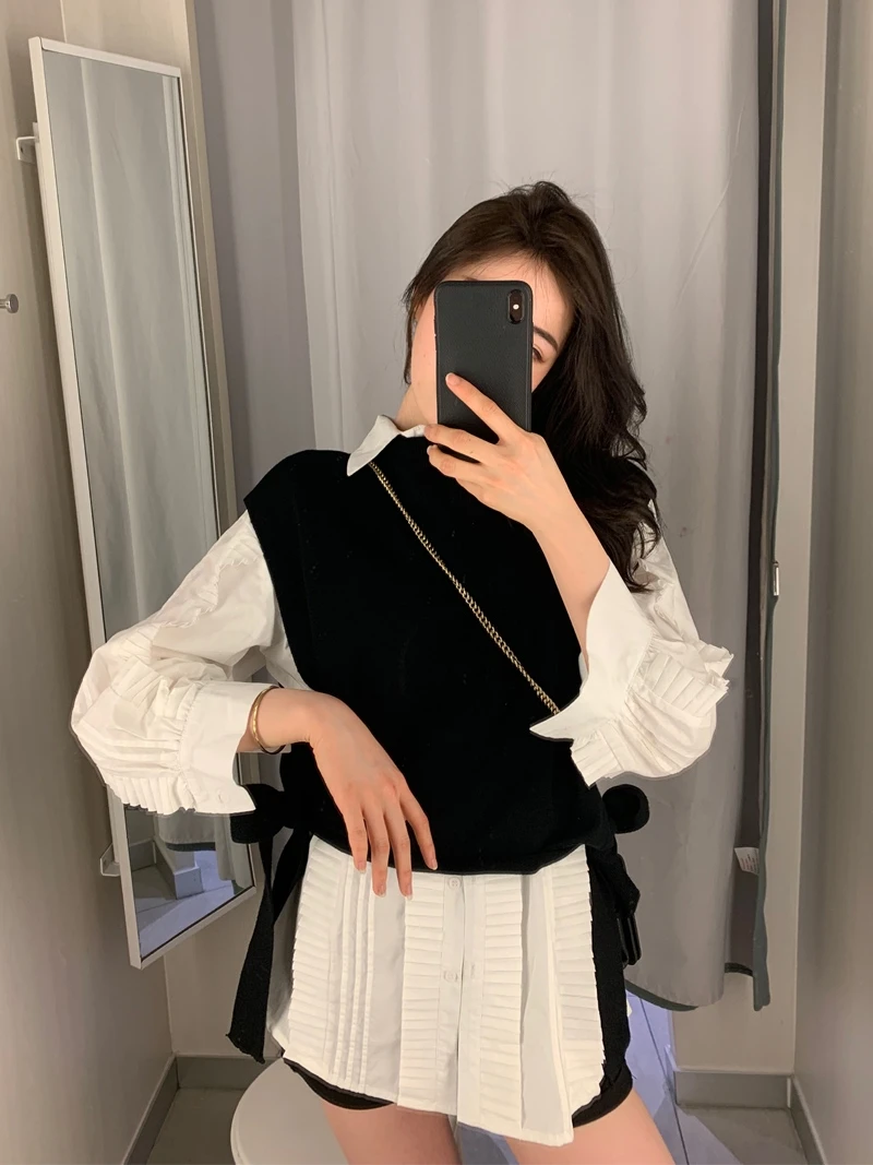 XITAO Chain Hooded Collar Sweatshirt Women Winter