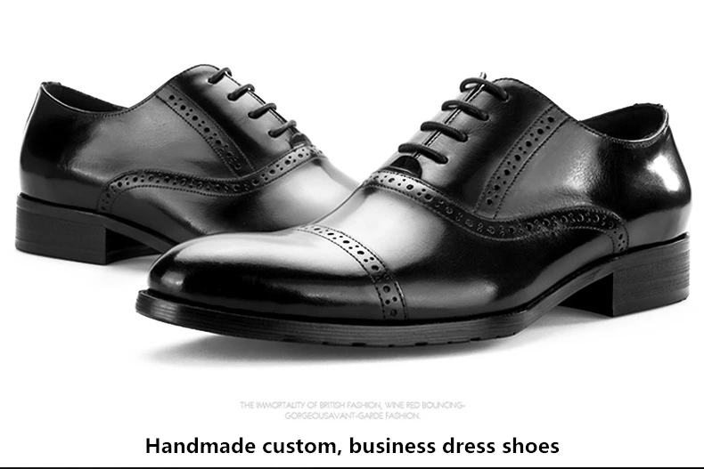 Mens Formal Shoes Genuine Leather Oxford Shoes For Men Italian Handmade Dress Shoes Wedding Shoes Laces Leather Brogues