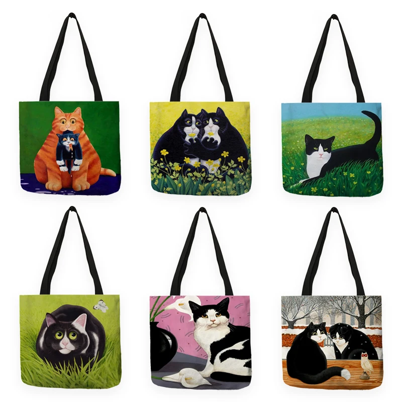 Экологически чистая многоразовая сумка для покупок креативная женская с принтом