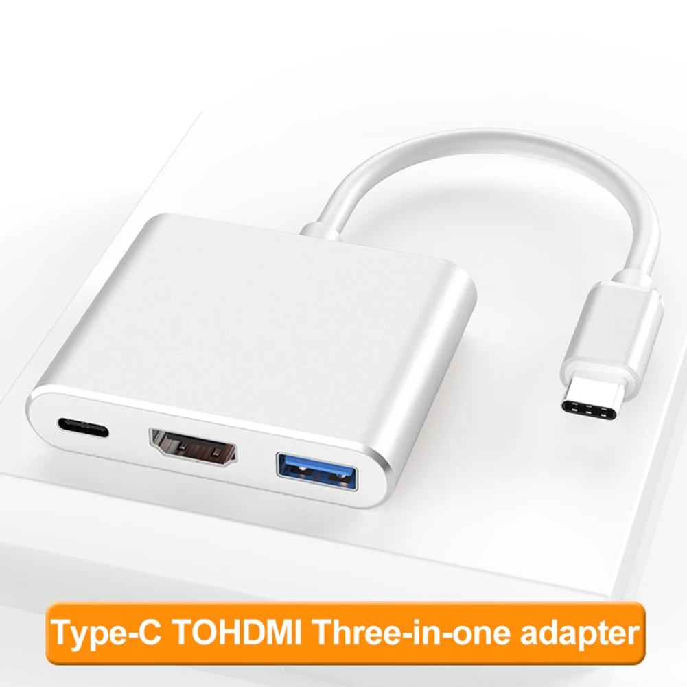 3 в 1 портативный type-C штекер HDMI USB 3,0 Женский Кабель-адаптер конвертер шнур аудио кабель для наушников зарядное устройство