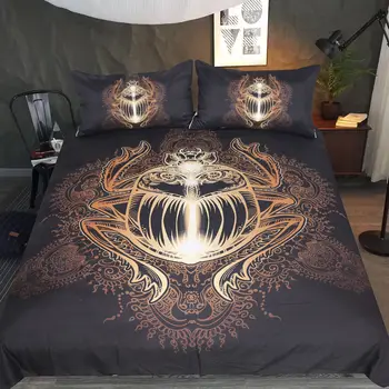 

Bronzing Beetle Pattern Duvet Cover High Quality Home Textile Quilt Cover with 2 Pillowcase Fashion Bedding 3 Pcs Set and Sheet