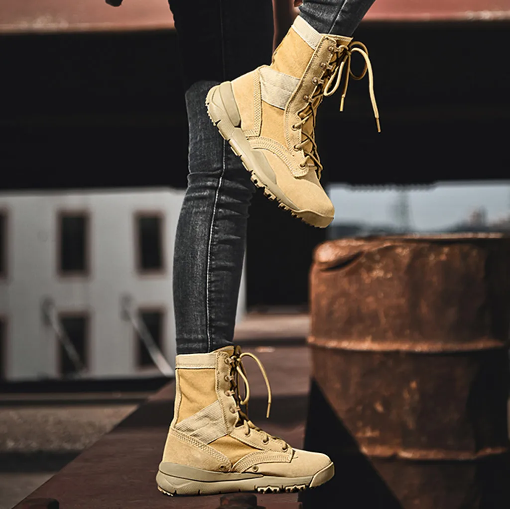 

Canvas Boots Women Lace-up Ladies Round Toe Boots Scrub Belt Mid-calf Work & Safety Tooling Hiking Winter Boots bota feminina