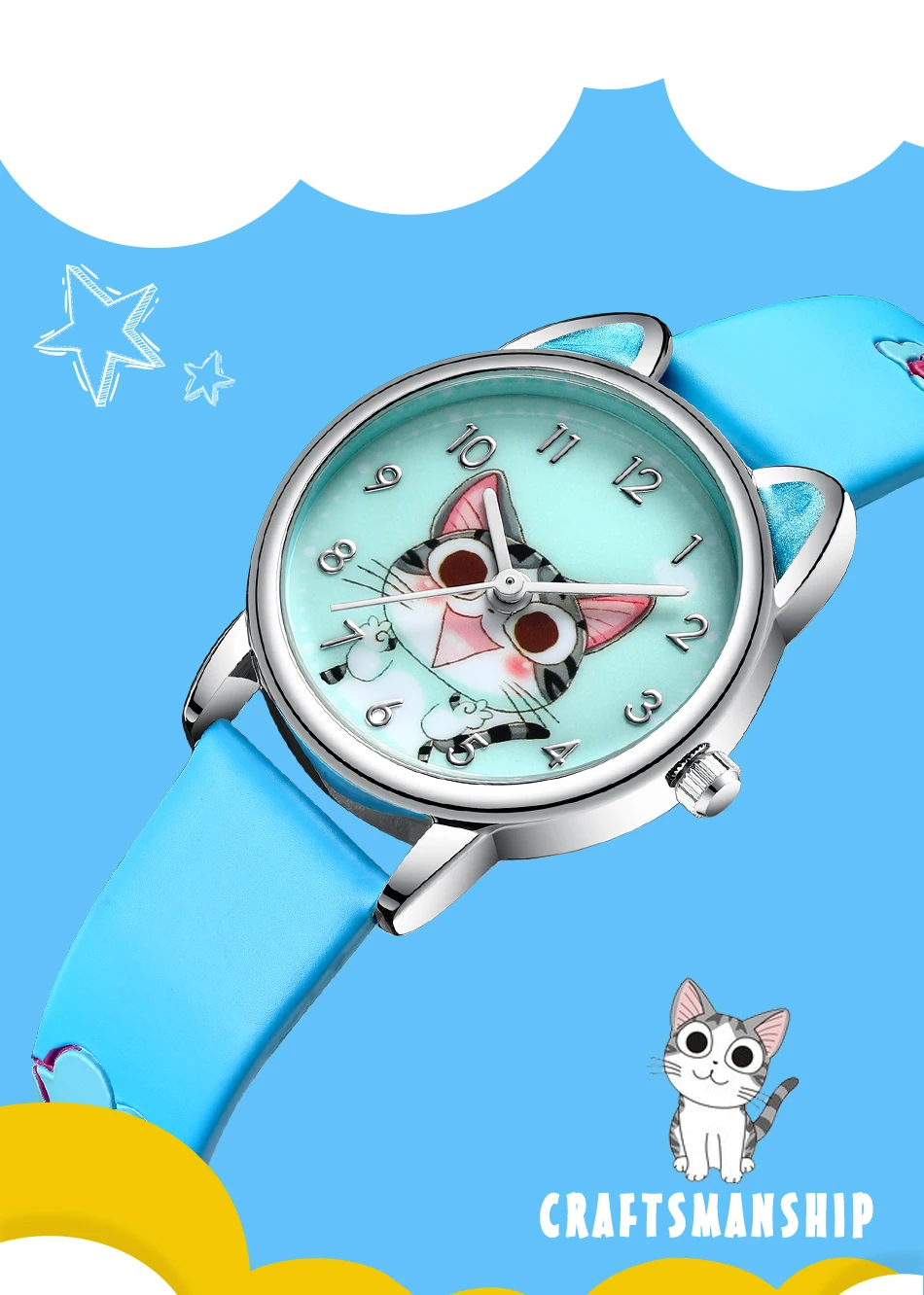 KDM модные часы для девочек и мальчиков милые часы с рисунком кошек водонепроницаемые детские часы повседневные кварцевые часы Лучший подарок на день рождения Рождество