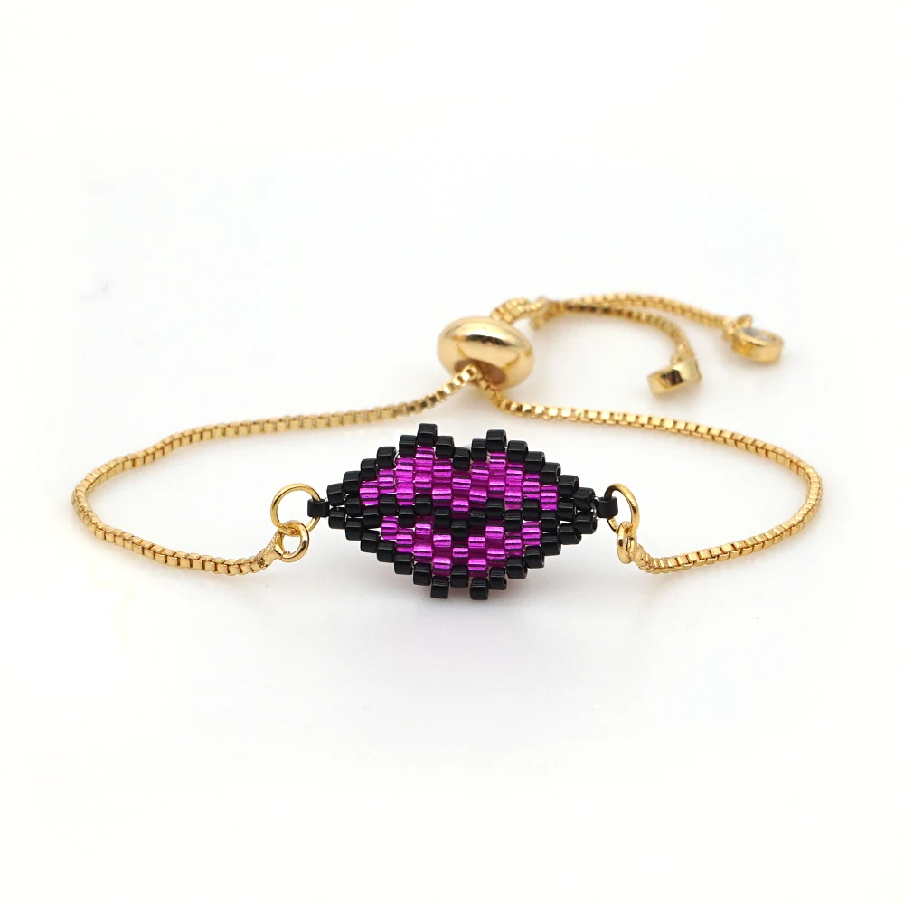 Go2boho MIYUKI браслеты сексуальный браслет в форме губ фиолетовый поцелуй очаровательный браслет золотая цепочка из нержавеющей стали Ручной работы Бусины подарок ювелирные изделия
