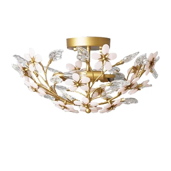 

Europen style bedroom crystal ceiling lights gold plafond lamp AC110V 220v lustre LED hallway lighting