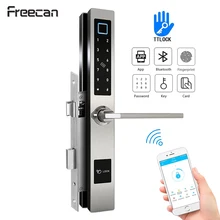 Европейский врезной Bluetooth TTLock отпечатков пальцев замок, электронный умный дверной замок для алюминиевой стеклянной двери