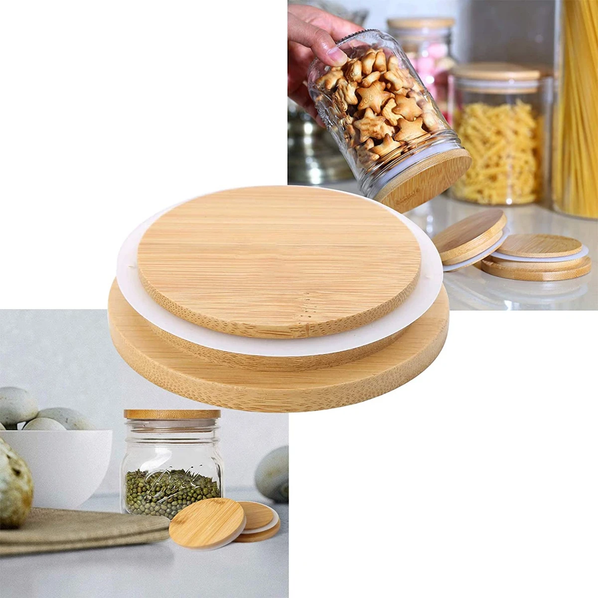 Reusable Storage Bottles with Silicone Seal Ring Covers Caps and Straw Hole for Mason Jar Lid Cups food cover kitchen storage box fresh keeping cover preservation cover bowl cover