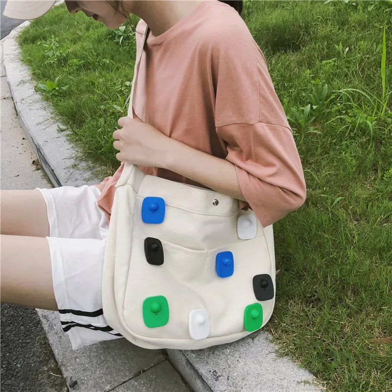 

Summer Fresh Bag Women's 2019 New Style Simple GIRL'S Single-shoulder Canvas Bag Textured Versatile Broadband Shoulder Bag