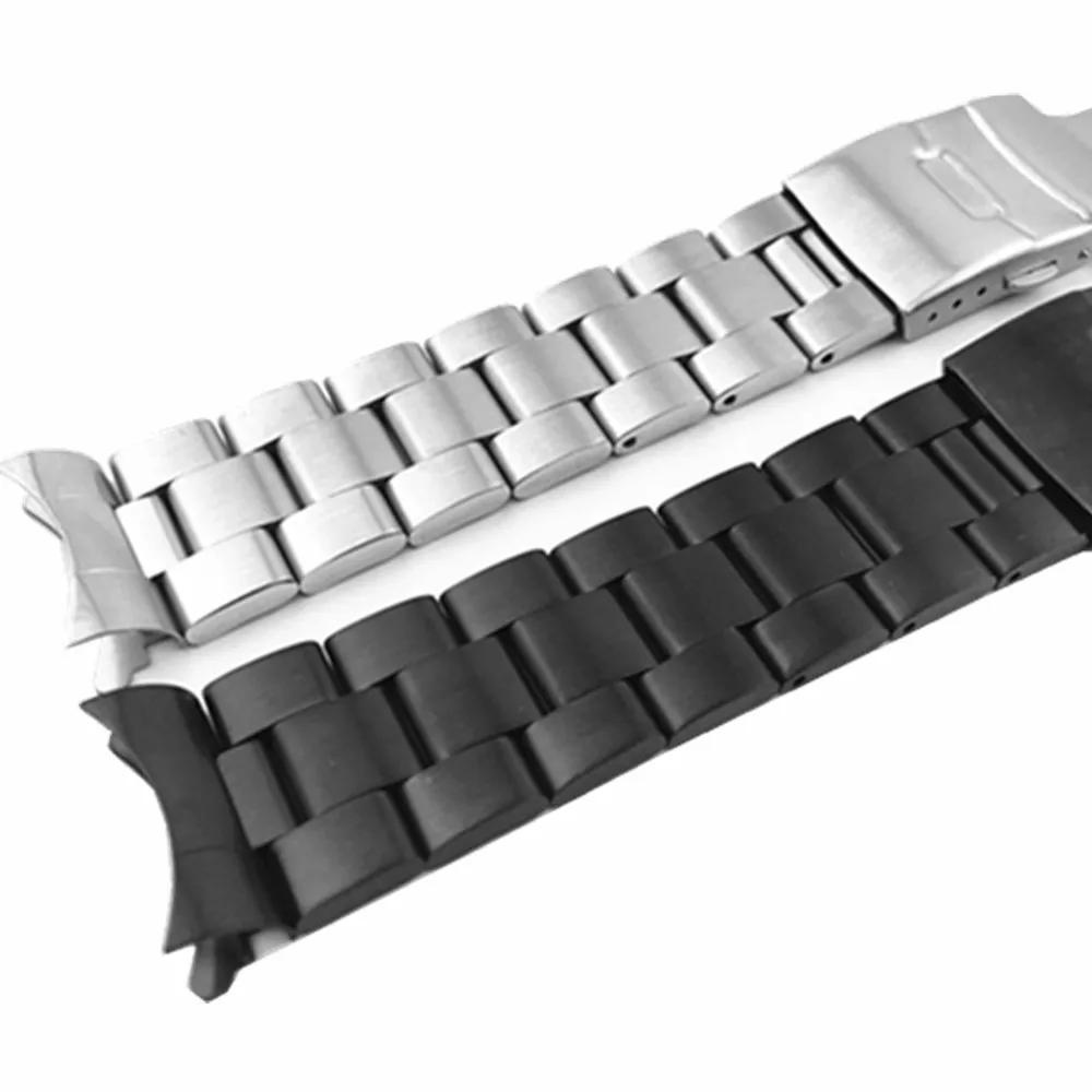 20 22mm Watchband Arc Edge Stainless Steel Strap Arc Mouth bracelet metal band watch band For Casio For Seiko Diy Replace