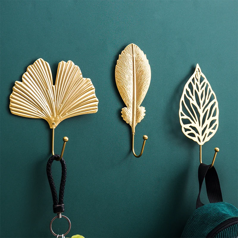 Gancho de cocina con forma de hoja de Metal para decoración del hogar, colgador multiusos para puerta, armario de pared, ropa, bolso, llave, bufanda, decoración de gancho