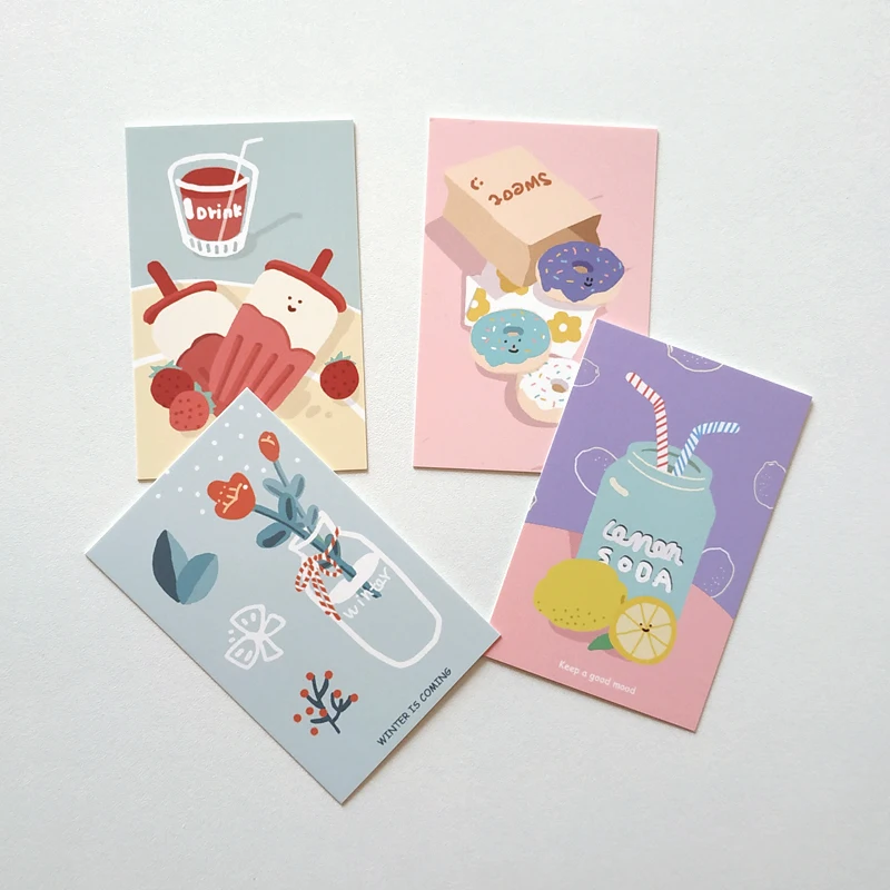Creative Tea Party Series Lomo Card DIY Cartoon Mini Postcard Birthday Gift Card Message 52*80mm 28 Pcs/Set