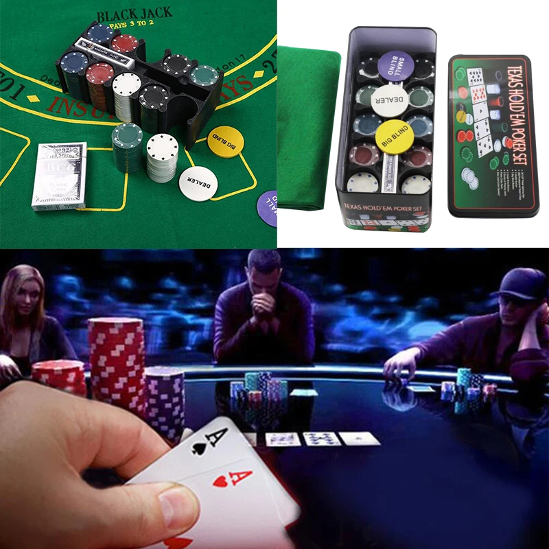 

4G Poker Chips Table Cloth Dealer Playing Cards 200pcs/Box Iron Box Colorful Fun