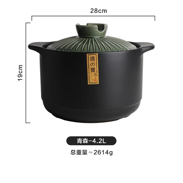 Ceramic Casserole Household Saucepan Soup Pot Large Capacity High Temperature Resistant Claypot Rice Porridge Aosen-4.2L