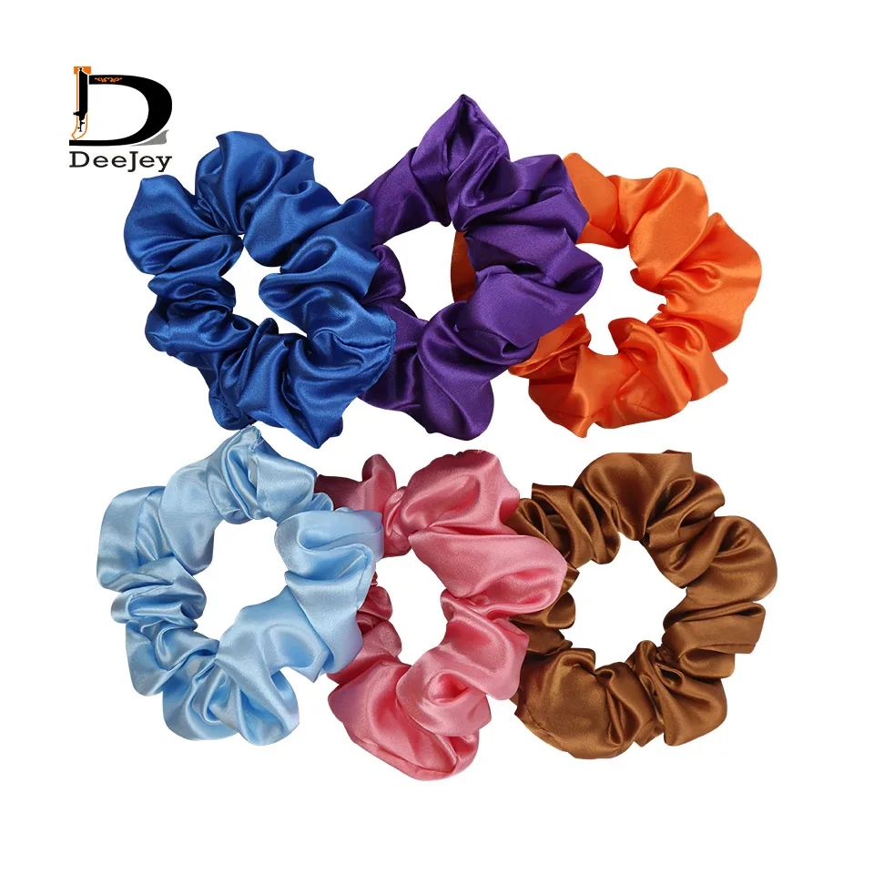 Customize allover soft material popular hair scrunchies silk elastic bobble hair ties colorful scrunchies