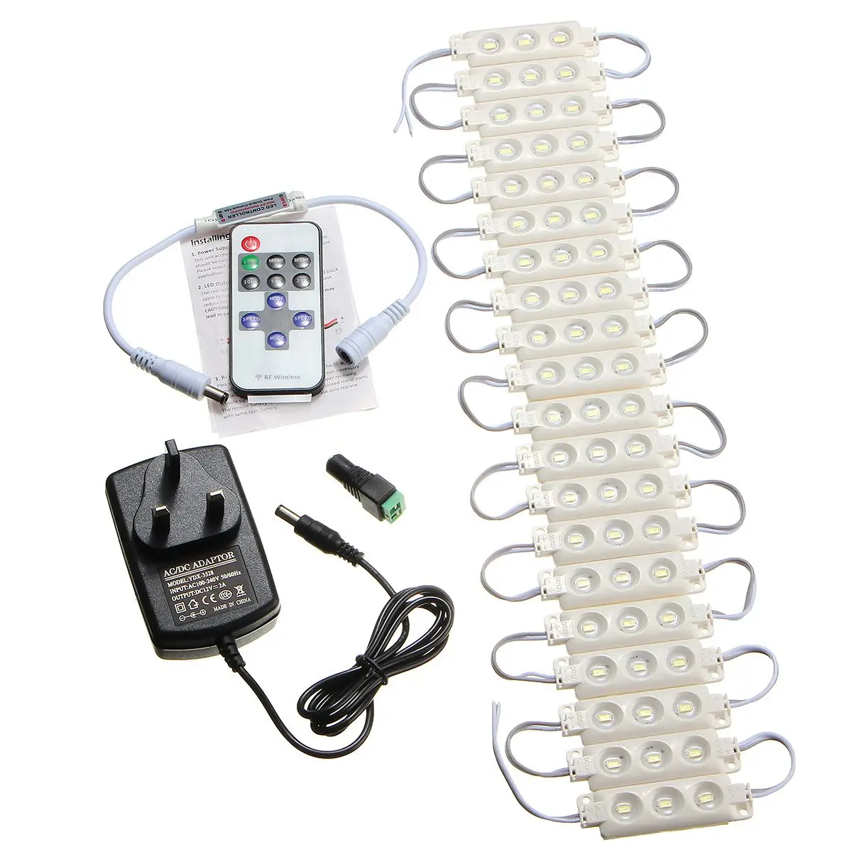 UK Plug 420LM 60 светодиодный модуль света диммер с подсветкой 5630 SMD для ванной комнаты косметическое зеркало 12 в 14 Вт 300 см 20 шт водонепроницаемый IP65 - Цвет: UK Plug