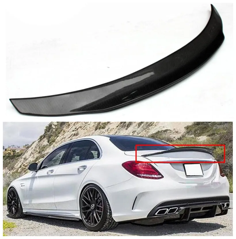 

High quality Carbon Fiber Car Rear Trunk Lip Spoiler Wing Fits For Benz W205 C63 AMG PSM 2015 2016 2017
