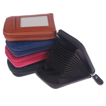 

Genuine Leather Wallet ID Credit Cards Holder Unisex Purse Business Card Bag Bankcard Case Female Travel Accessories Card Holde