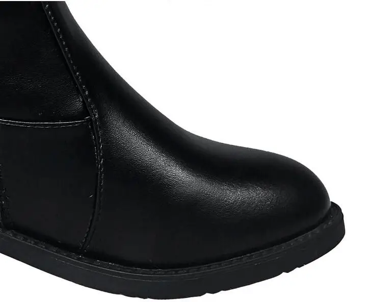 DIJIGIRLS/зимние женские ботинки на среднем каблуке; женские черные туфли-лодочки из искусственной кожи с круглым носком на платформе и молнии; ботинки до середины икры; mujer