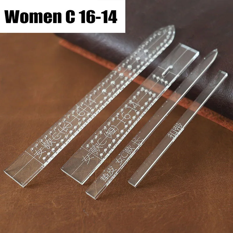 WOMEN-C16-14-1SET Кожаные инструменты для рукоделия прозрачный акриловый ремешок для часов шаблон для дома DIY принадлежности ремешок для часов форма для мужчин и женщин - Цвет: WOMEN-C16-14-1SET