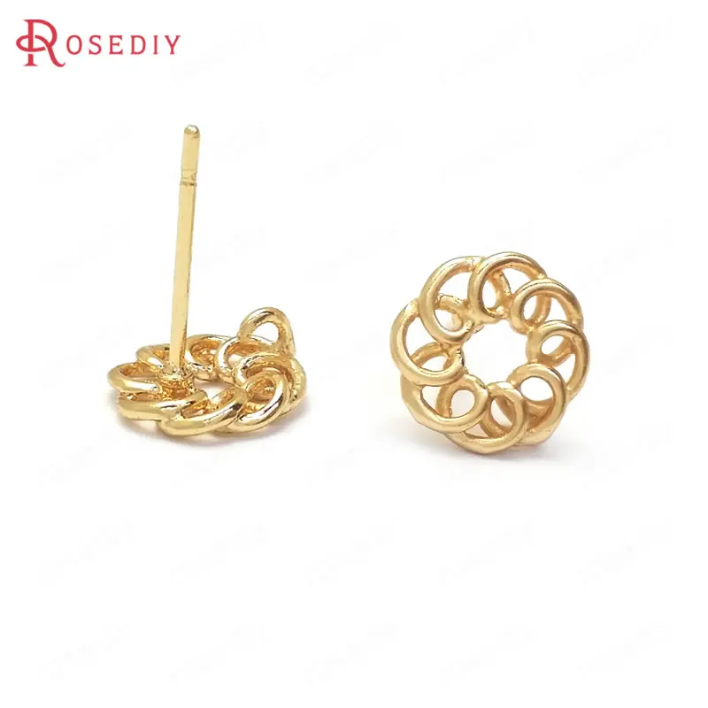

(C819)10 pieces 9mm High Quality Gold Color Brass Winding Wire Round Stud Earrings Diy Jewelry Findings Accessories