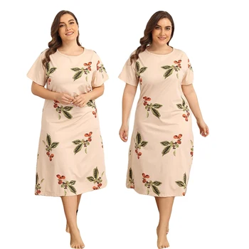 

Women Sleepshirts Summer Loose Plus Size Printed Nightwear Short Sleeve Leisure Wear Loungewear Pyjama Nightdress Nightie