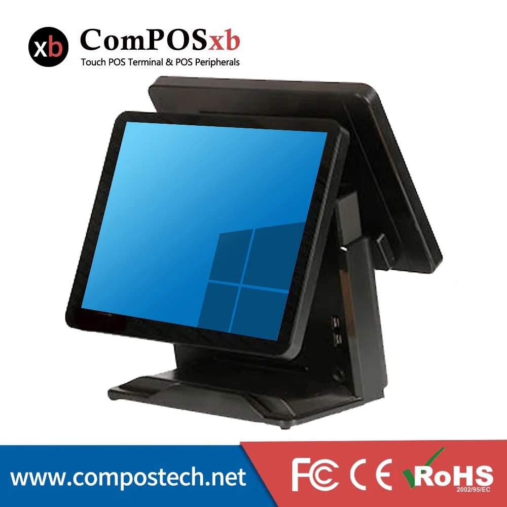 

Высококачественный Процессор i3 Compos сенсорный 15-дюймовый сенсорный экран Pos-система все в одном ПК с сенсорным экраном монитор двойной экран дисплей