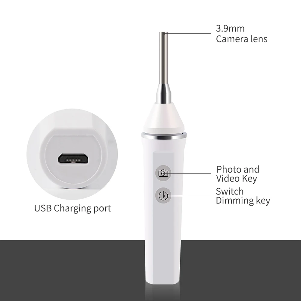 Мини WIFI эндоскоп камера 3 9 мм 6 светодиодов три в одном интерфейс USB осмотр уха