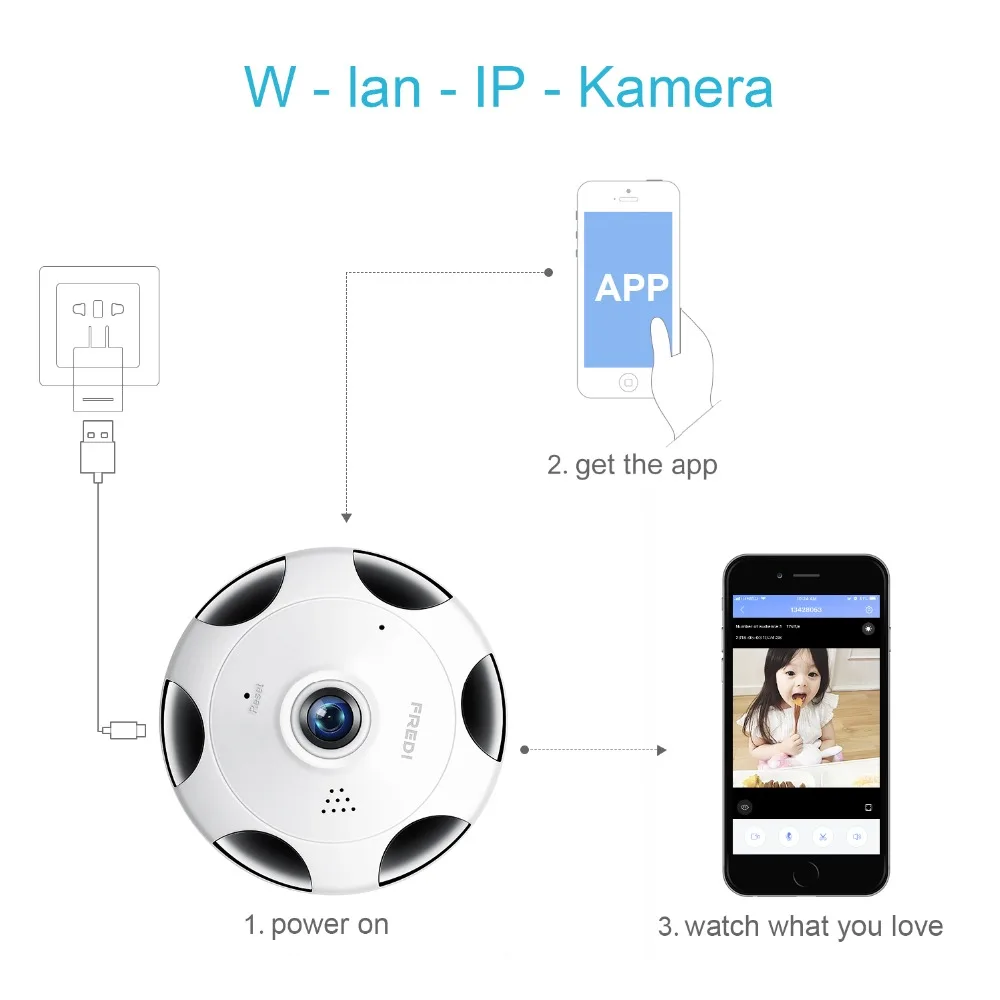 FREDI 3.0MP IP камера 1536P HD беспроводная WiFi 360 градусов панорамная рыбий глаз наблюдения