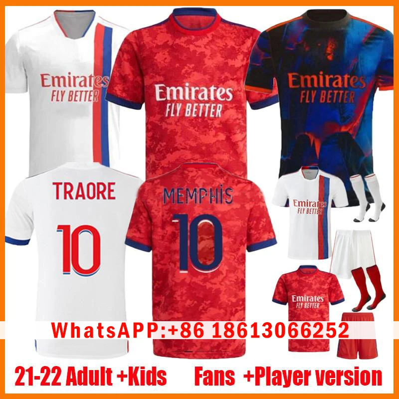 21 22 LyonES Мемфис рубашки Футбольная форма 2022 TRAORE AOUAR CHERKI 2021 Olympiquees lyonnees OL Трикотажные