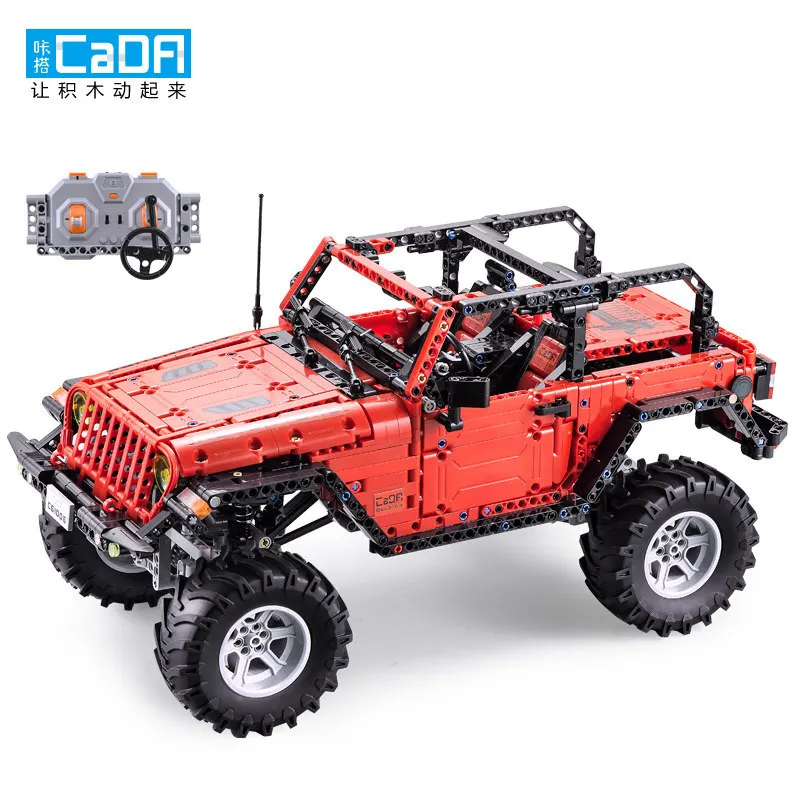 

CaDA Remote Control Jeep Wrangler Adventurer Vehicle Off-Road RC Cars 1941PCS with LED Lights Motor Power Toys Gifts C61006