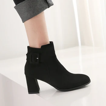 

Big Size 9 10 11 12 boots women shoes ankle boots for women ladies boots shoes woman winter Round head side zipper