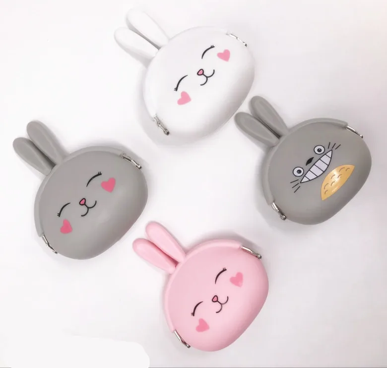Стиль милый силиконовый кошелек для монет мультфильм кролик ключ Южная Корея конфетного цвета Мягкая монета сумка