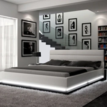 

Hot selling Bedroom furnitures modern style romantic black grey white leather king size sofa bed