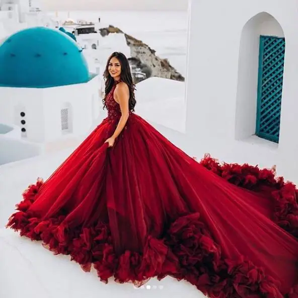 Пышное свадебное платье с оборками, Vestido De noche, свадебные платья на заказ, вечерние платья Avondjurk Abito da sera - Цвет: picture color